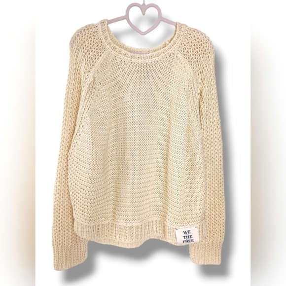 New Free People We The Free Heirloom Collection Linen Open Knit Sweater Large - Picture 2 of 7